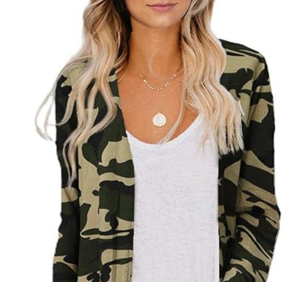 CAMO Print Longline Cardigan Sweater | Size XL - Picture 4 of 12